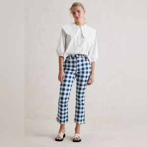 Wrangler Wrock 672 High-Rise Kick Flare Jeans Size 26 Blue Gingham